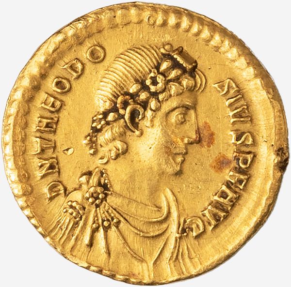 Impero Romano, TEODOSIO I, 379-395 d.C. : Solido databile al 379-383 d.C.  - Asta Numismatica - Associazione Nazionale - Case d'Asta italiane