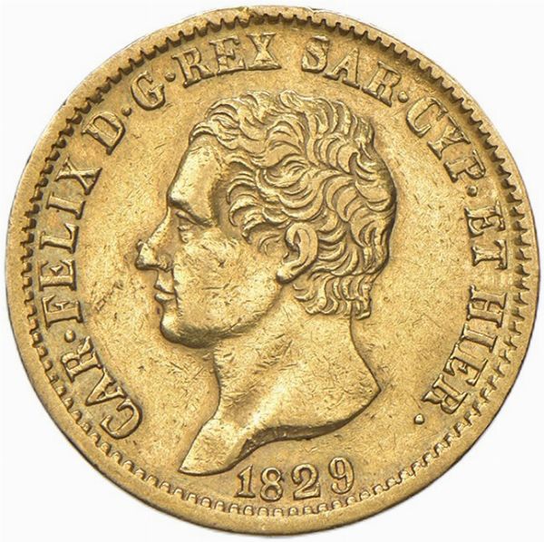 Regno di Sardegna, CARLO FELICE, 1821-1831 : 20 lire  - Asta Numismatica - Associazione Nazionale - Case d'Asta italiane