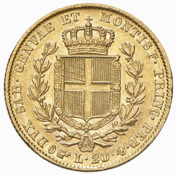 Regno di Sardegna, CARLO ALBERTO, 1831-1849 : 20 lire  - Asta Numismatica - Associazione Nazionale - Case d'Asta italiane