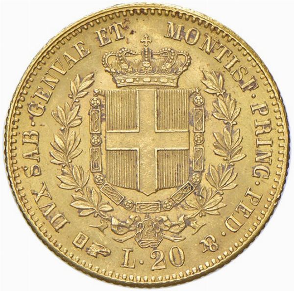 Regno di Sardegna, VITTORIO EMANUELE II, 1849-1861 : 20 lire  - Asta Numismatica - Associazione Nazionale - Case d'Asta italiane