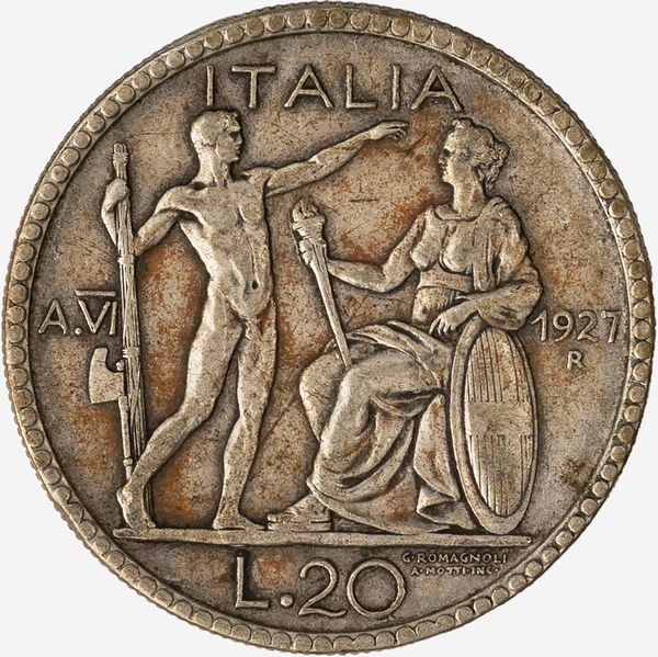 Regno d'Italia, VITTORIO EMANUELE III, 1900-1946 : 20 Lire Littore Anno VI  - Asta Numismatica - Associazione Nazionale - Case d'Asta italiane