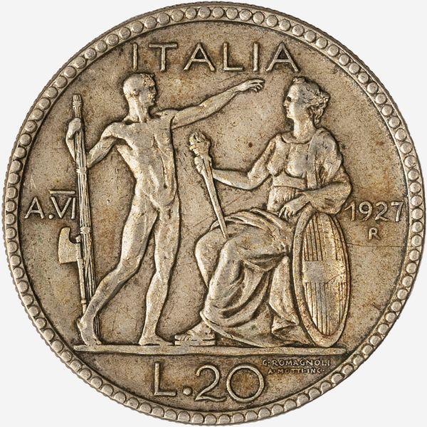 Regno d'Italia, VITTORIO EMANUELE III, 1900-1946 : 20 Lire Littore Anno VI  - Asta Numismatica - Associazione Nazionale - Case d'Asta italiane