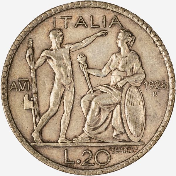 Regno d'Italia, VITTORIO EMANUELE III, 1900-1946 : 20 Lire Littore Anno VI  - Asta Numismatica - Associazione Nazionale - Case d'Asta italiane