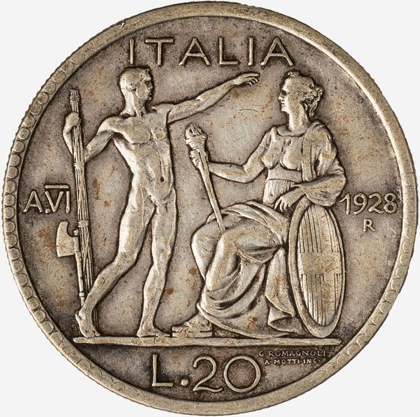 Regno d'Italia, VITTORIO EMANUELE III, 1900-1946 : 20 Lire Littore Anno VI  - Asta Numismatica - Associazione Nazionale - Case d'Asta italiane