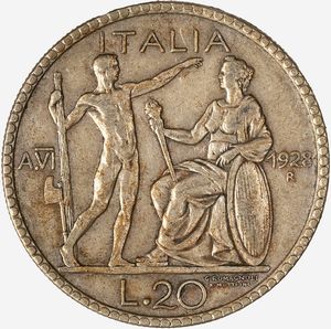 Regno d'Italia, VITTORIO EMANUELE III, 1900-1946 : 20 Lire Littore Anno VI  - Asta Numismatica - Associazione Nazionale - Case d'Asta italiane