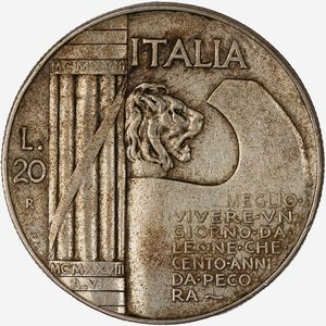 Regno d'Italia, VITTORIO EMANUELE III, 1900-1946 : 20 Lire Elmetto  - Asta Numismatica - Associazione Nazionale - Case d'Asta italiane