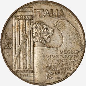 Regno d'Italia, VITTORIO EMANUELE III, 1900-1946 : 20 Lire Elmetto  - Asta Numismatica - Associazione Nazionale - Case d'Asta italiane