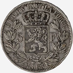 Belgio, LEOPOLD I, 1831-1865 : 5 Franchi  - Asta Numismatica - Associazione Nazionale - Case d'Asta italiane