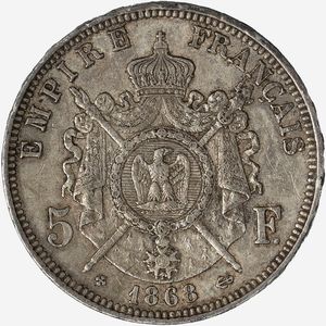 Francia, NAPOLEONE III, 1852-1870 : 5 Franchi  - Asta Numismatica - Associazione Nazionale - Case d'Asta italiane