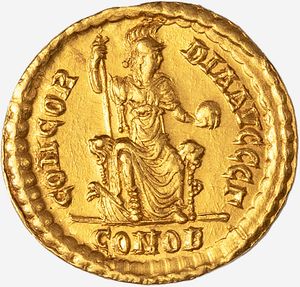Impero Romano, TEODOSIO I, 379-395 d.C. : SOLIDO databile al 378-383 d.C.  - Asta Numismatica - Associazione Nazionale - Case d'Asta italiane