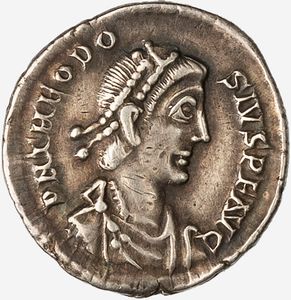 Impero Romano, TEODOSIO I, 379-395 d.C. : Siliqua databile al 379-383 d.C.  - Asta Numismatica - Associazione Nazionale - Case d'Asta italiane