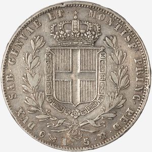 Regno di Sardegna, CARLO ALBERTO, 1831-1849 : 5 Lire  - Asta Numismatica - Associazione Nazionale - Case d'Asta italiane