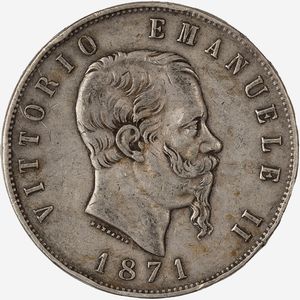 Regno d'Italia, VITTORIO EMANUELE II, 1861-1878 - 5 Lire
