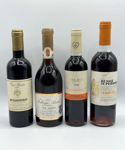 Avignonesi, Vin Santo di Montepulciano - Royal Tokaji, Aszu 6 Puttonyos - Velich Apetlon, Muskat-Ottonel Trockenbeerenauslese - Marco Felluga, Russiz Superiore Verduzzo Friulano  - Asta Vini e Spumanti: grand cru d'Italia e di Franci - Associazione Nazionale - Case d'Asta italiane