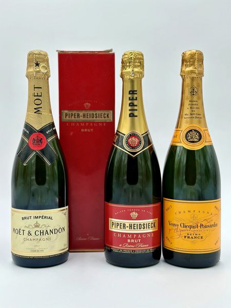 Mot & Chandon Brut Imprial - Veuve Clicquot Brut - Piper Heidsieck Cuve Brut  - Asta Vini e Spumanti: grand cru d'Italia e di Franci - Associazione Nazionale - Case d'Asta italiane