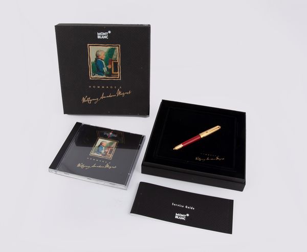 Montblanc Meisterstuck Hommage Wolfgang Amadeus Mozart - penna stilografica in metallo dorato e lacca color corallo  - Asta Penne e Accessori da Scrivania - Associazione Nazionale - Case d'Asta italiane