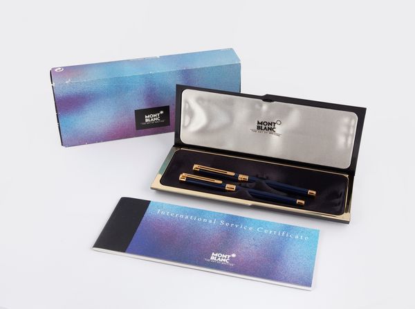 Montblanc Noblesse - set penna stilografica e roller in metallo smaltato blu  - Asta Penne e Accessori da Scrivania - Associazione Nazionale - Case d'Asta italiane