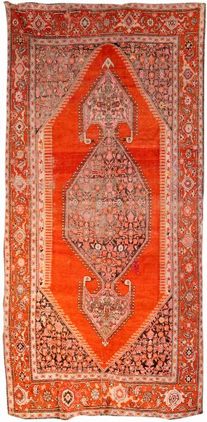 Grande tappeto caucasico fondo arancio, vecchia manifattura  - Asta Asta a Tempo - Tappeti Antichi e Rari - Associazione Nazionale - Case d'Asta italiane