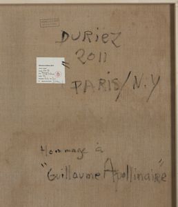 DURIEZ JEAN PIERRE (n. 1949) : HOMMAGE A GIORGIO DE CHIRICO, GUILLAUME APOLLINAIRE, 2011  - Asta Asta 442 | ARTE MODERNA E CONTEMPORANEA Virtuale - Associazione Nazionale - Case d'Asta italiane