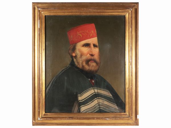 Scuola italiana del XIX secolo : Ritratto di Giuseppe Garibaldi  - Asta L'arte di arredare - Associazione Nazionale - Case d'Asta italiane