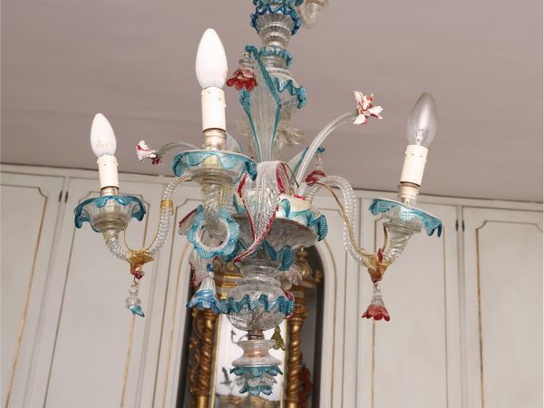 Piccolo lampadario in vetro soffiato di Murano  - Asta L'arte di arredare - Associazione Nazionale - Case d'Asta italiane