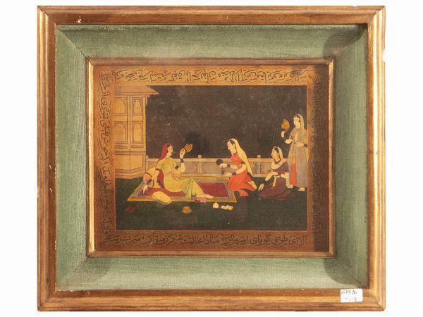 Miniature indiane della regione del Rajasthan raffiguranti divinit e scene cortesi  - Asta L'arte di arredare - Associazione Nazionale - Case d'Asta italiane