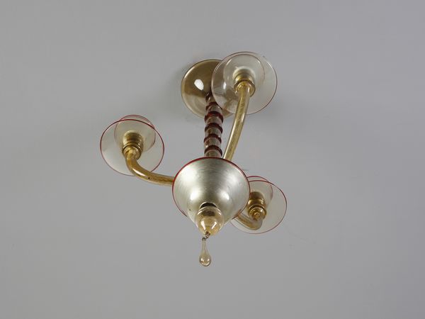 ZECCHIN VITTORIO (1878 - 1947) : attribuito. Lampada a sospensione a tre luci  - Asta Asta 443 | DESIGN E ARTI DECORATIVE DEL NOVECENTO Online - Associazione Nazionale - Case d'Asta italiane