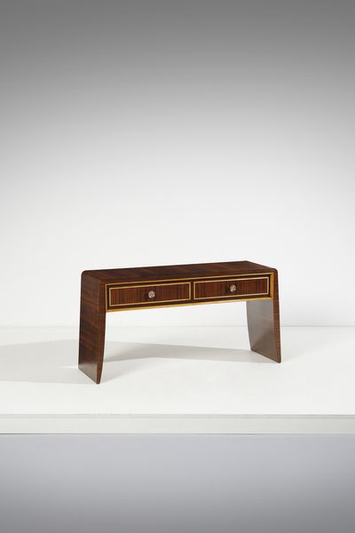 BUFFA PAOLO (1903 - 1970) : nello stile di. Piccola consolle a due cassetti sottopiano  - Asta Asta 443 | DESIGN E ARTI DECORATIVE DEL NOVECENTO Online - Associazione Nazionale - Case d'Asta italiane