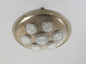 MANIFATTURA ITALIANA : Lampada a sospensione a sette luci  - Asta Asta 443 | DESIGN E ARTI DECORATIVE DEL NOVECENTO Online - Associazione Nazionale - Case d'Asta italiane