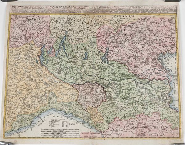 Tobias Conrad Lotter Carta topografica del Ducato di Milano, secolo XVIII  - Asta Libri antichi e rari, Stampe, Vedute e Mappe - Associazione Nazionale - Case d'Asta italiane