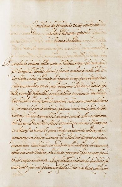 Marretti Lelio. Conclave di Gregorio XIV, scritto da Lilio Marretti gentil Huomo sanese. Manoscritto cartaceo del secolo XVII.  - Asta Libri antichi e rari, Stampe, Vedute e Mappe - Associazione Nazionale - Case d'Asta italiane