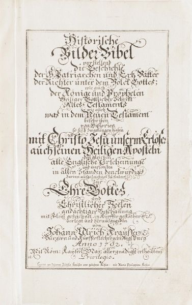Johann Urich Kraufter Historiche Bilder Bibel... Augsburg, 1702  - Asta Libri antichi e rari, Stampe, Vedute e Mappe - Associazione Nazionale - Case d'Asta italiane
