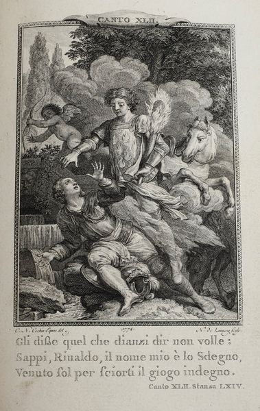 Ludovico Ariosto Orlando furioso. Tomi dal 1 al 4. Birmingham dai torchi di G.Baskerville per P. Molini libraio dell'accademia reale, e G.Molini, 1773  - Asta Libri antichi e rari, Stampe, Vedute e Mappe - Associazione Nazionale - Case d'Asta italiane