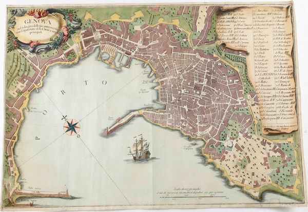 Genova - topografia Carta topografica del porto di Genova, secolo XVII  - Asta Libri antichi e rari, Stampe, Vedute e Mappe - Associazione Nazionale - Case d'Asta italiane