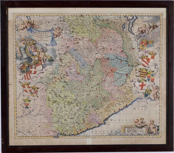 Blaeu, Willem Janszoon : Carta topografica del Piemonte, XVIII sec.  - Asta Libri antichi e rari, Stampe, Vedute e Mappe - Associazione Nazionale - Case d'Asta italiane