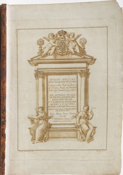 Mulinari Stefano Disegni originali deccellenti pittori esistenti nella Real Galleria di Firenze incisi ed imitati nella loro grandezza e colori.. Firenze, Mulinari, 1774 circa.  - Asta Libri antichi e rari, Stampe, Vedute e Mappe - Associazione Nazionale - Case d'Asta italiane