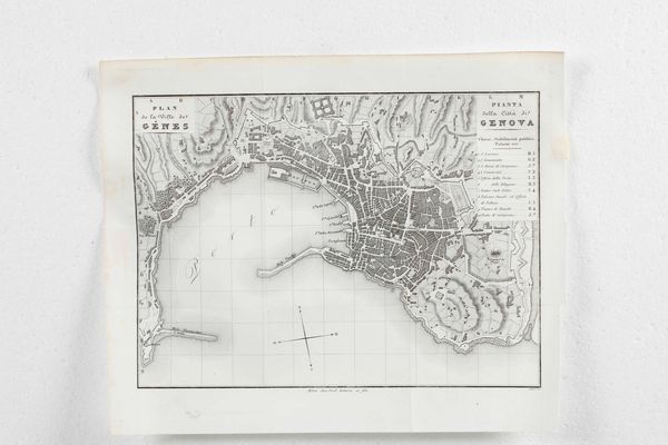 Genova - topografia 4 carte topografiche e una veduta  - Asta Libri antichi e rari, Stampe, Vedute e Mappe - Associazione Nazionale - Case d'Asta italiane