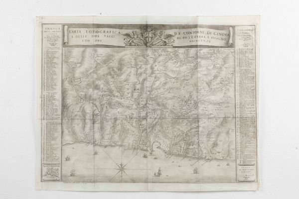 Genova - topografia 4 carte topografiche e una veduta  - Asta Libri antichi e rari, Stampe, Vedute e Mappe - Associazione Nazionale - Case d'Asta italiane