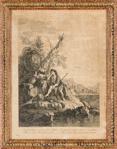 Zuccarelli Antonio-Joseph Wagner. Serie di quattro incisioni di soggetto campestre con riferimento al proverbio inciso al piede di ciascuna delle quattro immagini, Venezia secolo XVIII.  - Asta Libri antichi e rari, Stampe, Vedute e Mappe - Associazione Nazionale - Case d'Asta italiane