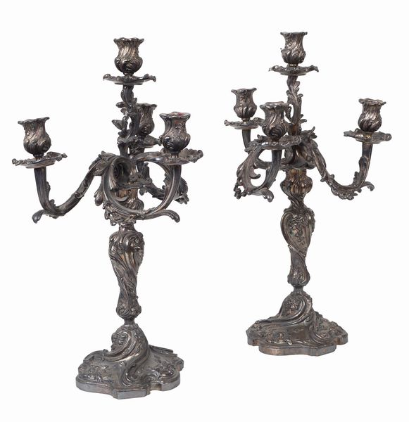 Coppia di candelabri a quattro luci  - Asta Arredi Sculture Oggetti D'Arte I Web Only - Associazione Nazionale - Case d'Asta italiane