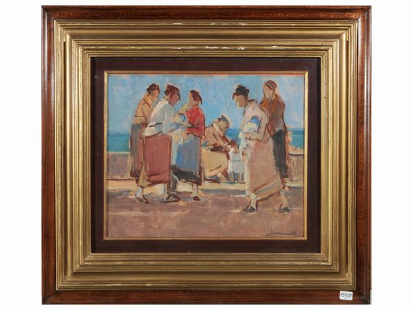 Ludovico Tommasi : Donne al mare  - Asta Arte Moderna e Contemporanea - Associazione Nazionale - Case d'Asta italiane