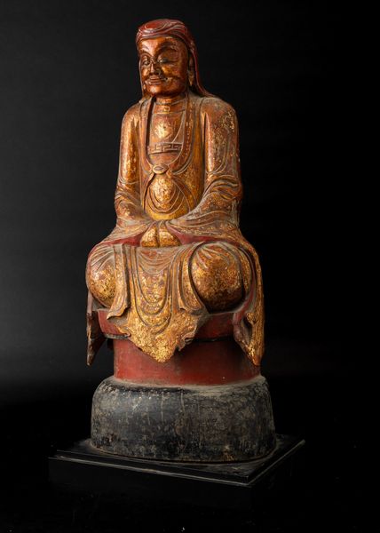 Figura di saggio seduto in legno laccato e dorato, Vietnam, XIX secolo  - Asta Arte orientale  - Associazione Nazionale - Case d'Asta italiane