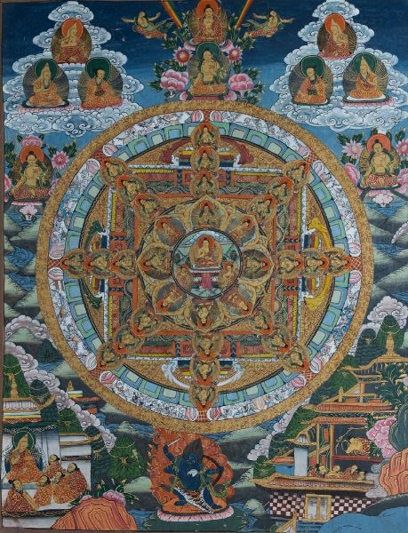 Thangka su seta raffigurante Mandala, Tibet, XIX secolo  - Asta Arte orientale  - Associazione Nazionale - Case d'Asta italiane