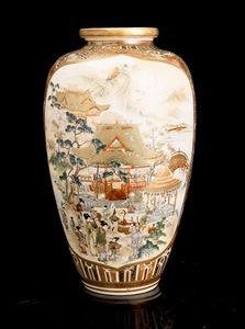 Vaso in porcellana in porcellana Satsuma raffigurante paesaggio entro riserve, Giappone, periodo Meiji (1868-1912)  - Asta Arte orientale  - Associazione Nazionale - Case d'Asta italiane