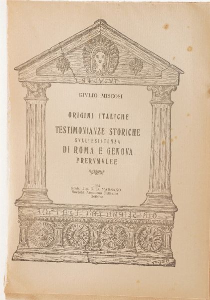 Genova - Autori vari Gazzetta di Genova, 1914-1917, quattro annate complete ben legate; Gervasoni, Elogio dei liguri illustri, Genova, S.N., S.A. (ca. 1880) I vol. solo;   Martino Piaggio, Chittarin zeneize, Genova, Sordomuti, 1881 Miscosi, Origini italiche, Genova, Marsano, 1834 Chiozza, Guida commerciale di Genova, Genova, D'Aste, 1874 Regina, Lunario genovese, Genova, Pagano, 1839  - Asta Libri Antichi - Associazione Nazionale - Case d'Asta italiane