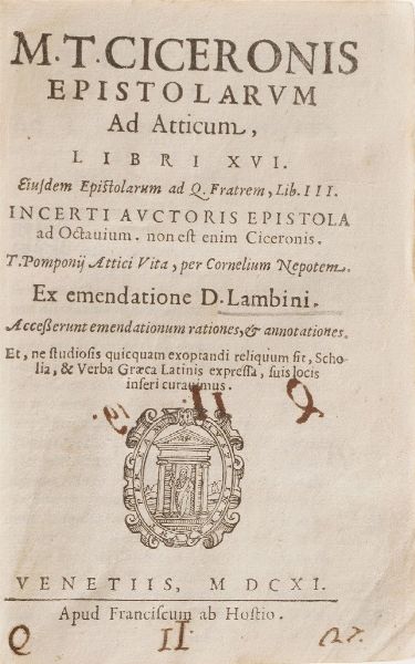 Iodoco Valaraio Quinti Calabri Derelictorum ab homero... Lione,1641  - Asta Libri Antichi - Associazione Nazionale - Case d'Asta italiane