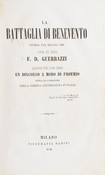 Marinelli Marc'Antonio Il terzo novissimo ossia l'inferno in terza rima d'un italiano. Italia 1826.  - Asta Libri Antichi - Associazione Nazionale - Case d'Asta italiane