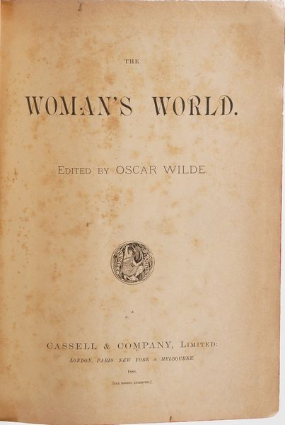 Wilde Oscar. The Womans World vol. I. Cassel & Company, London... 1888.  - Asta Libri Antichi - Associazione Nazionale - Case d'Asta italiane