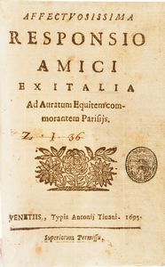 Raccolta di volumi miscellanei dal XVI al XVIII sec. (Con ex libris silografico)  - Asta Libri Antichi - Associazione Nazionale - Case d'Asta italiane