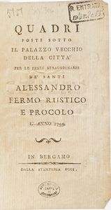 Bergamo-Edizioni di interesse bergamasco 15 opere di interesse bergamasco o stampate a Bergamo  - Asta Libri Antichi - Associazione Nazionale - Case d'Asta italiane